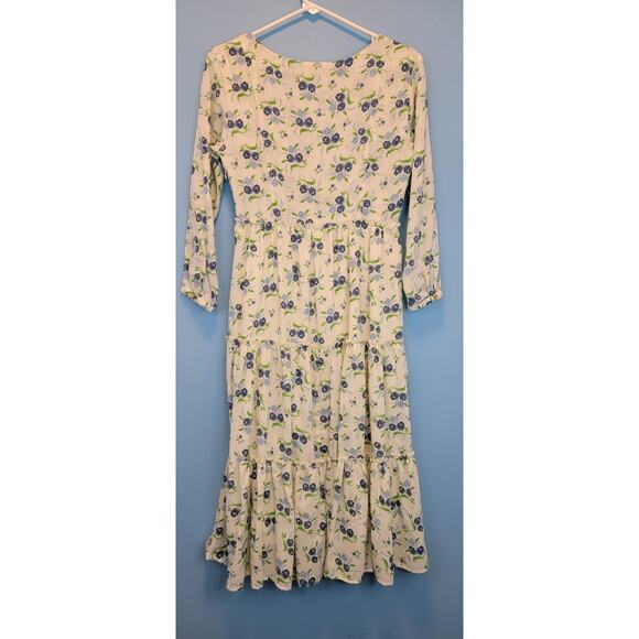 Sweet Baby Jamie Ivory Floral Print Tiered 3/4 Sleeve Midi Dress Size Medium - Picture 15 of 15